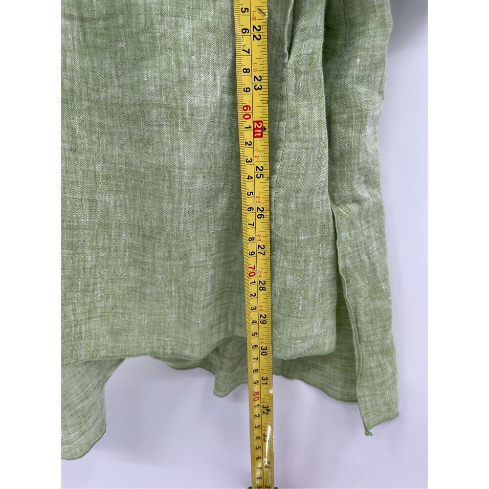 Lafayette 148 Linen Tunic Top Shirt Button Down Women 6 Green Collar Oversized - Picture 7 of 12